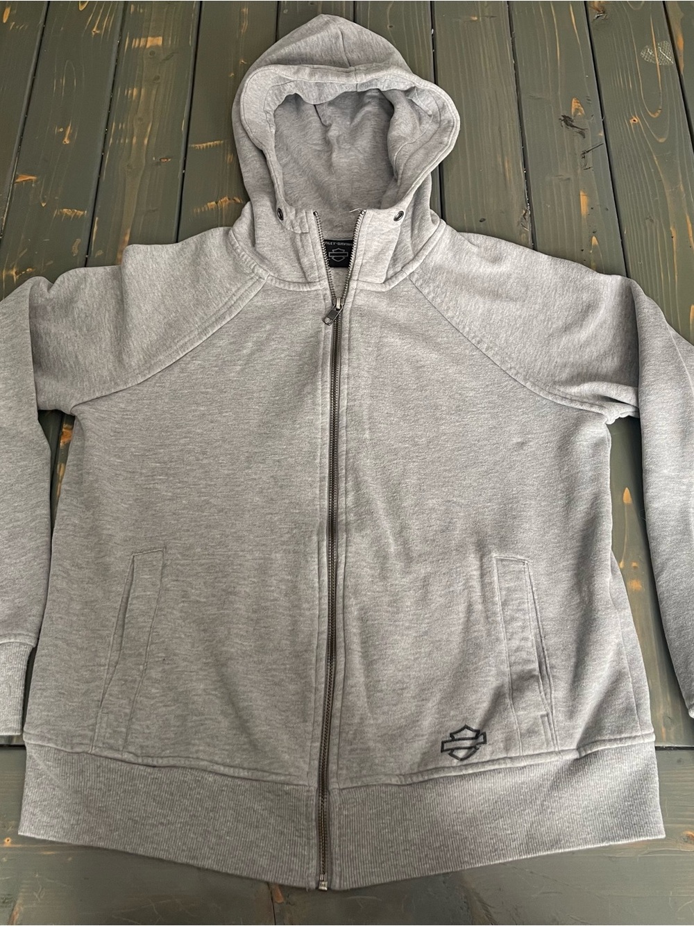 Harley-Davidson Light Gray Hooded Zip Utility Jacket
